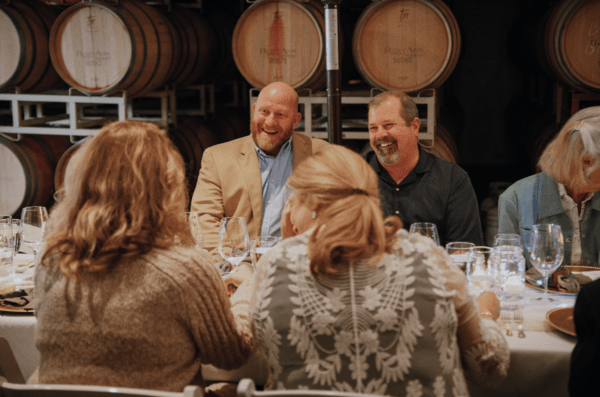 Guests enjoying the RoxyAnn Winery harvest dinner in Medford, Oregon.