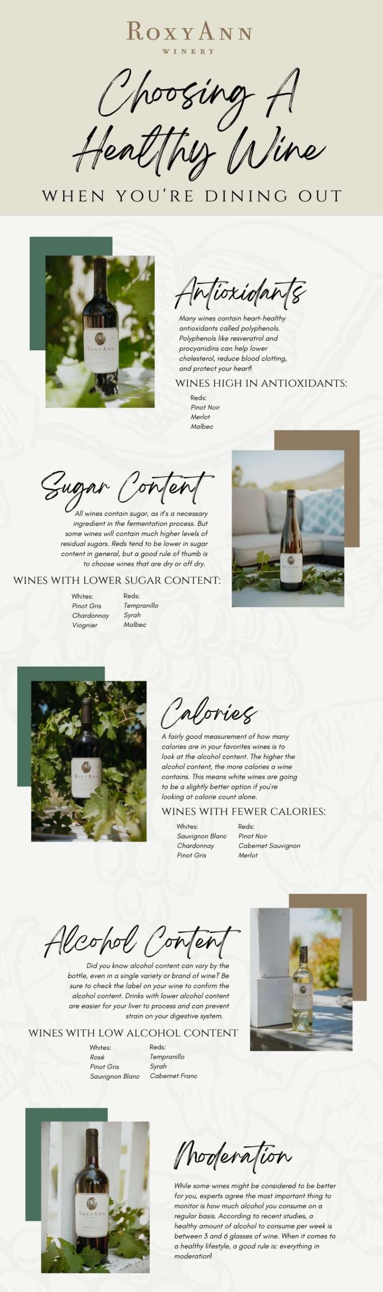 RoxyAnn Winery Infographic: How To Choose A Healthy Wine While Dining Out